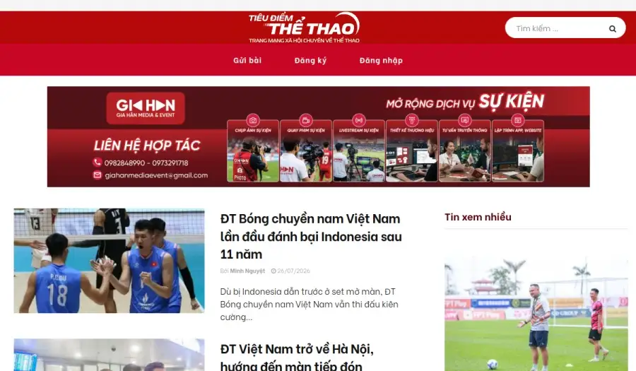Website tieudiemthethao.com.vn